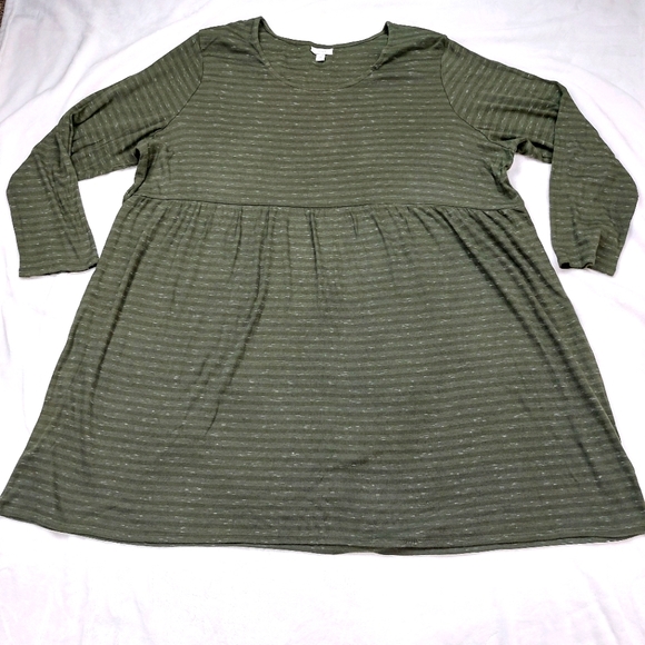 J. Jill Dresses & Skirts - PURE JILL WOMEN'S OLIVE GREEN BABYDOLL LONG SLEEVE T-SHIRT DRESS TUNIC SIZE 3X